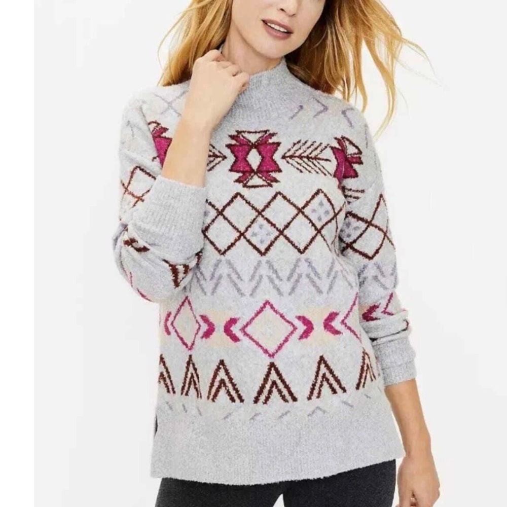 Lou & Grey Fair Isle Turtleneck Sweater Women’s XL Multicolor Knit Cozy Pullover
